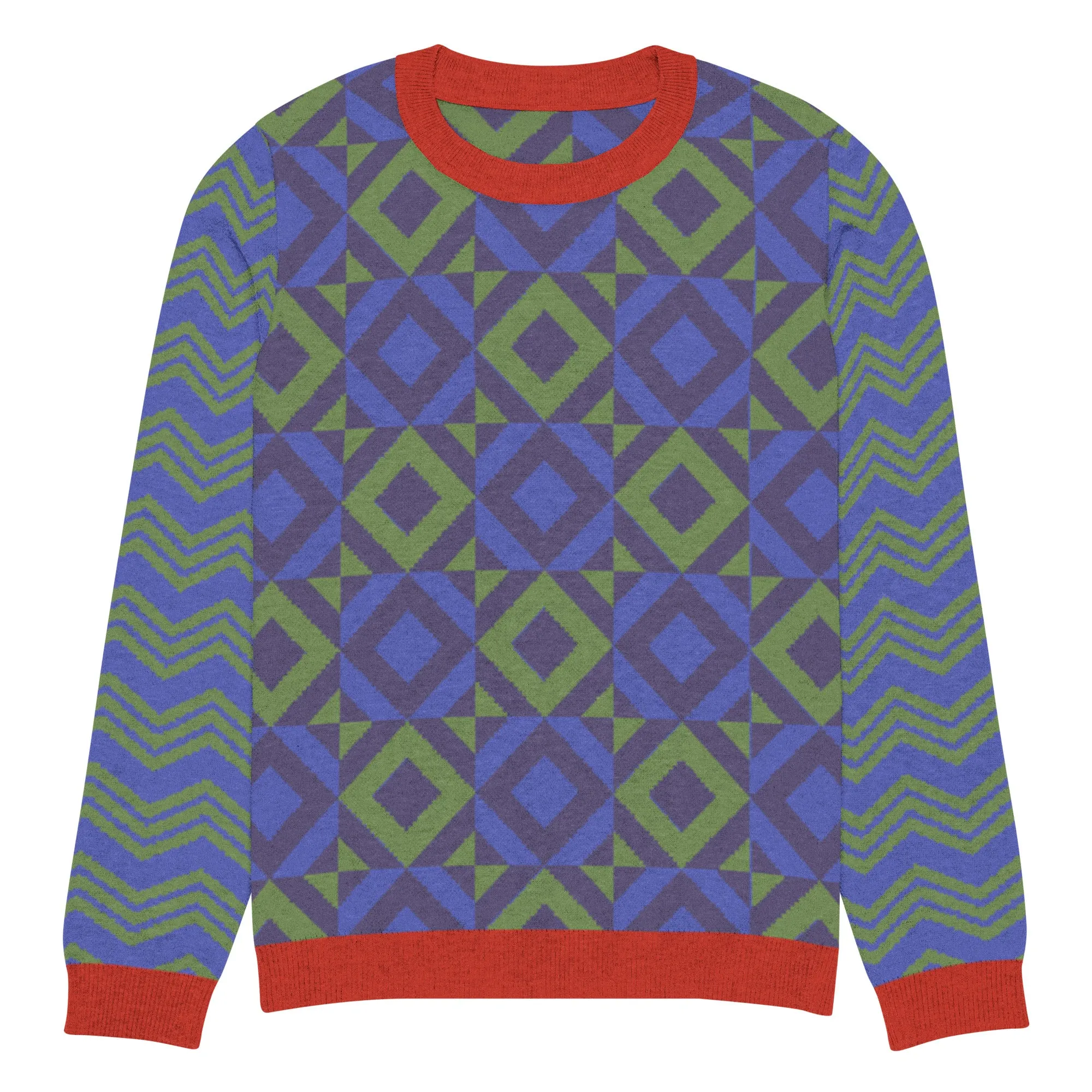 Purple Eclectic Tide Knitted Crewneck Sweater