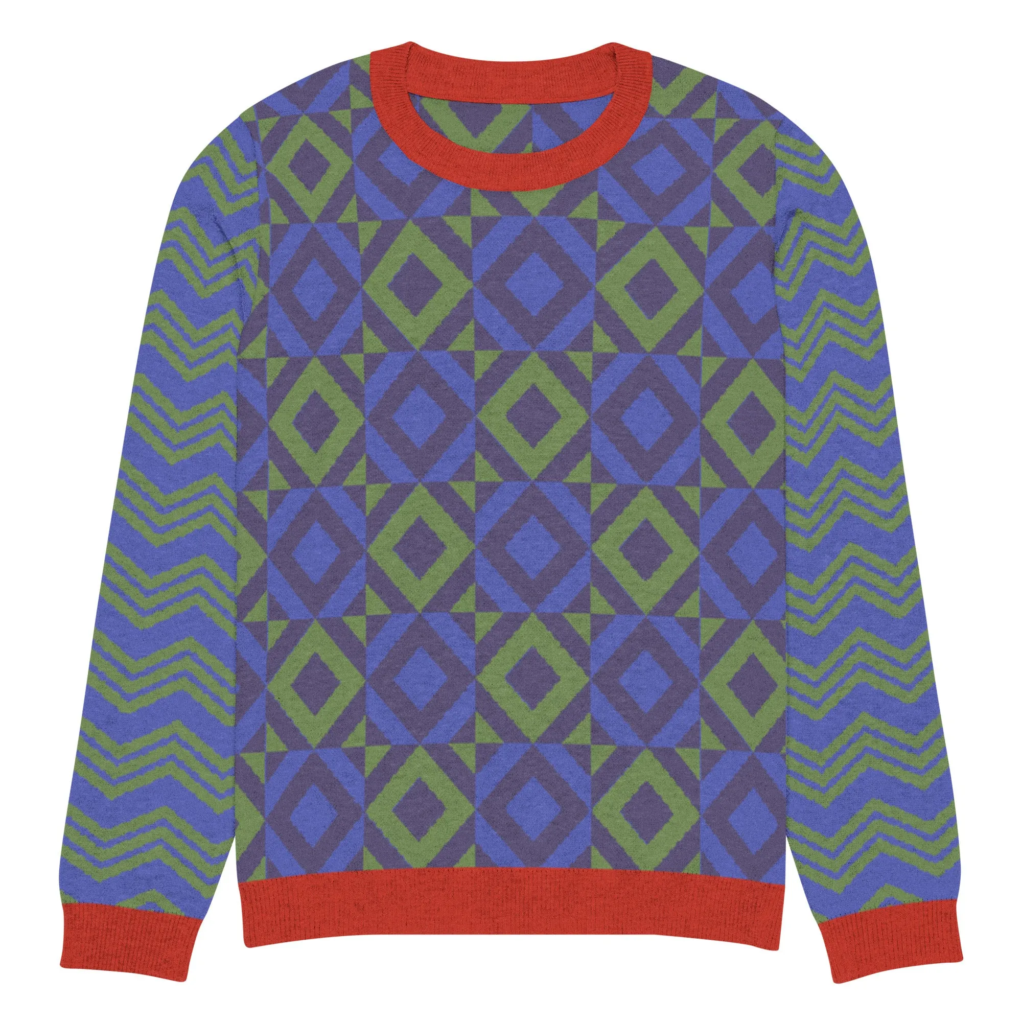 Purple Eclectic Tide Knitted Crewneck Sweater