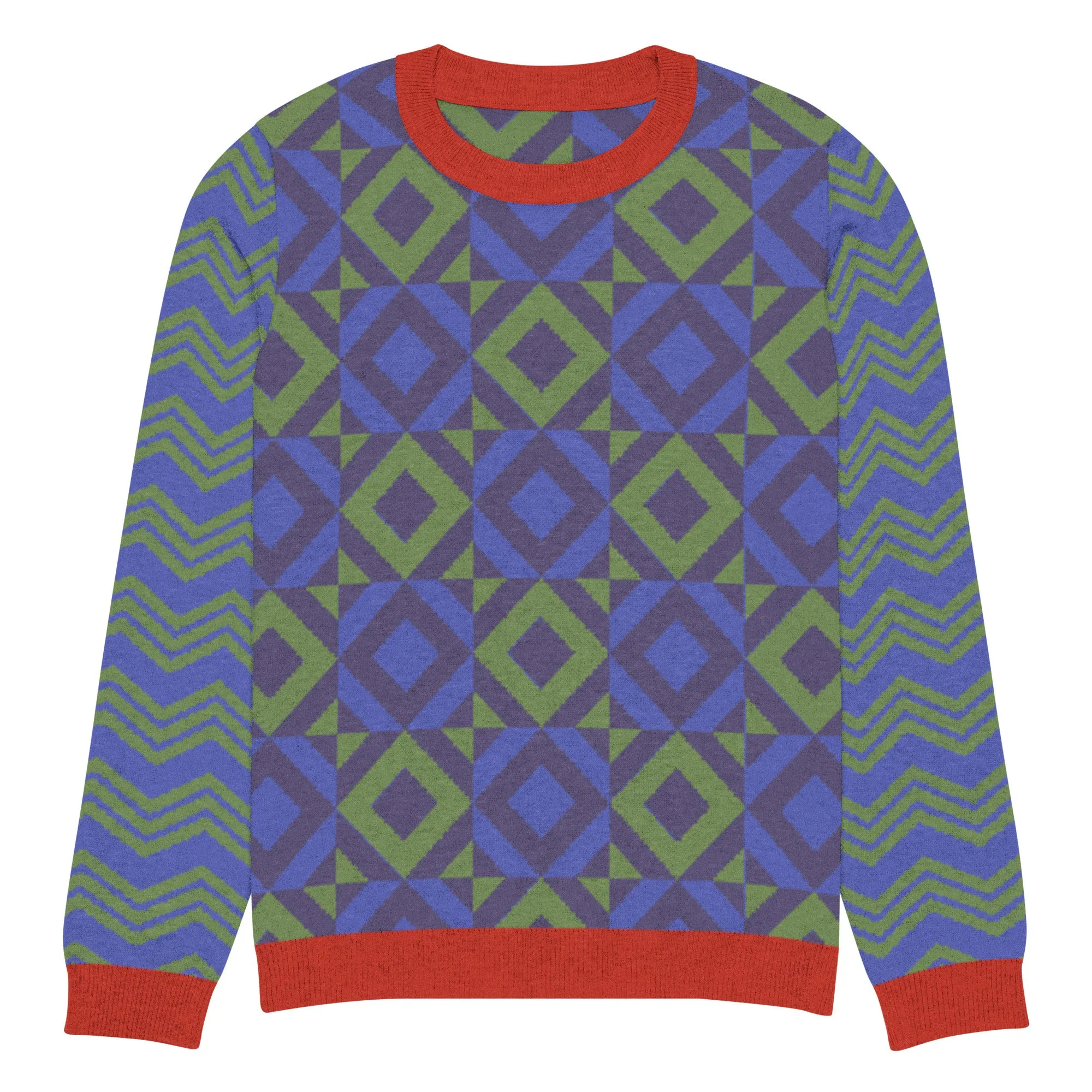 Purple Eclectic Tide Knitted Crewneck Sweater