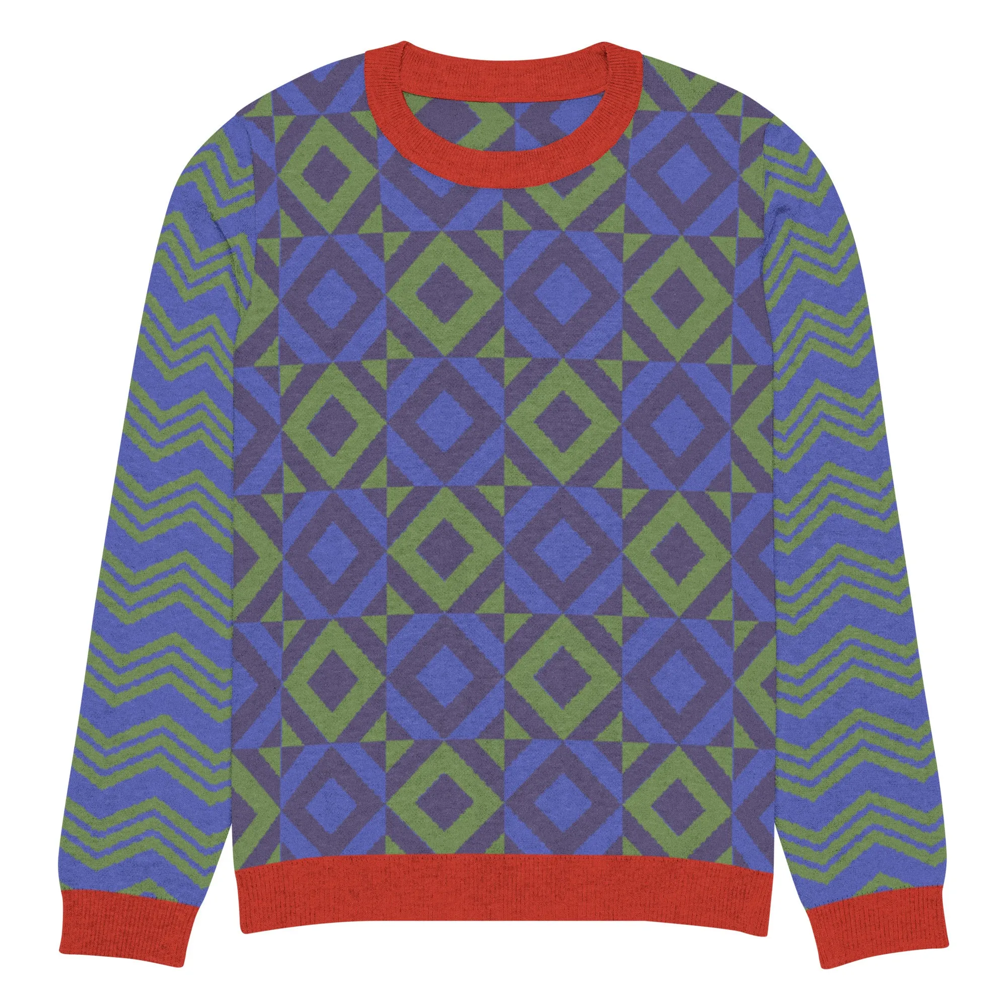 Purple Eclectic Tide Knitted Crewneck Sweater