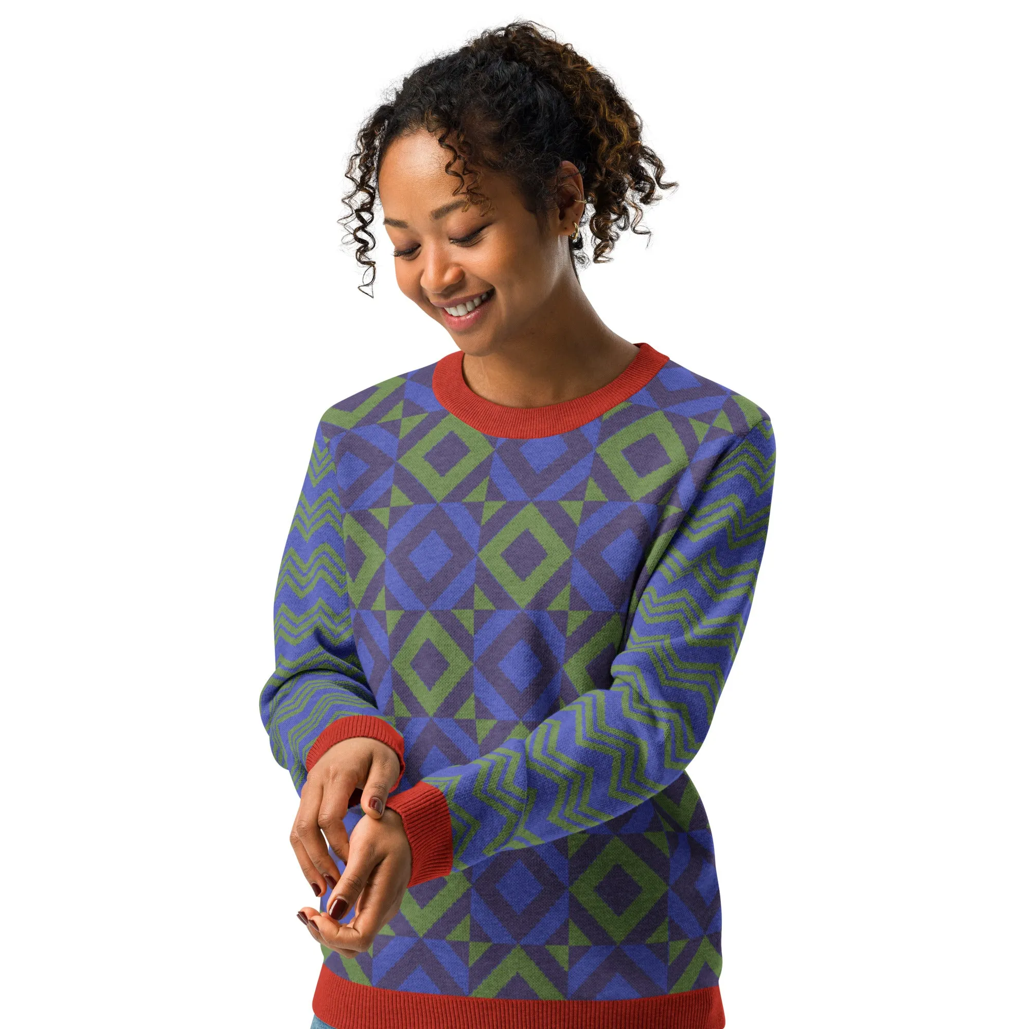 Purple Eclectic Tide Knitted Crewneck Sweater