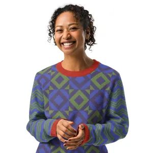 Purple Eclectic Tide Knitted Crewneck Sweater