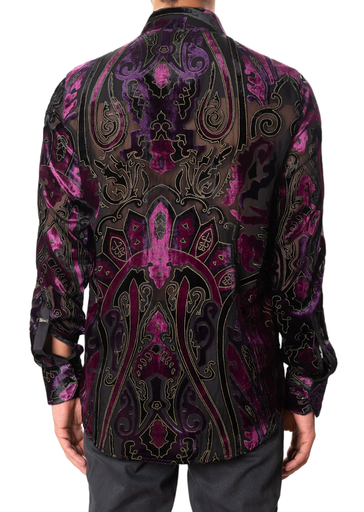 Purple Motif Velvet Sheer Shirt