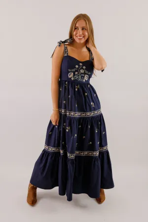 A Feeling of Gratitude Maxi Dress-Navy Flattering and Effortless Fluid Cut