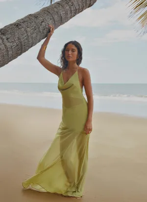 Street Ready Natural Texture Samoa Maxi Dress - Lime