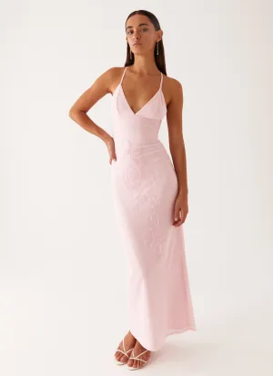Beki Beaded Mesh Maxi Dress - Pink Comfortable and Fashionable