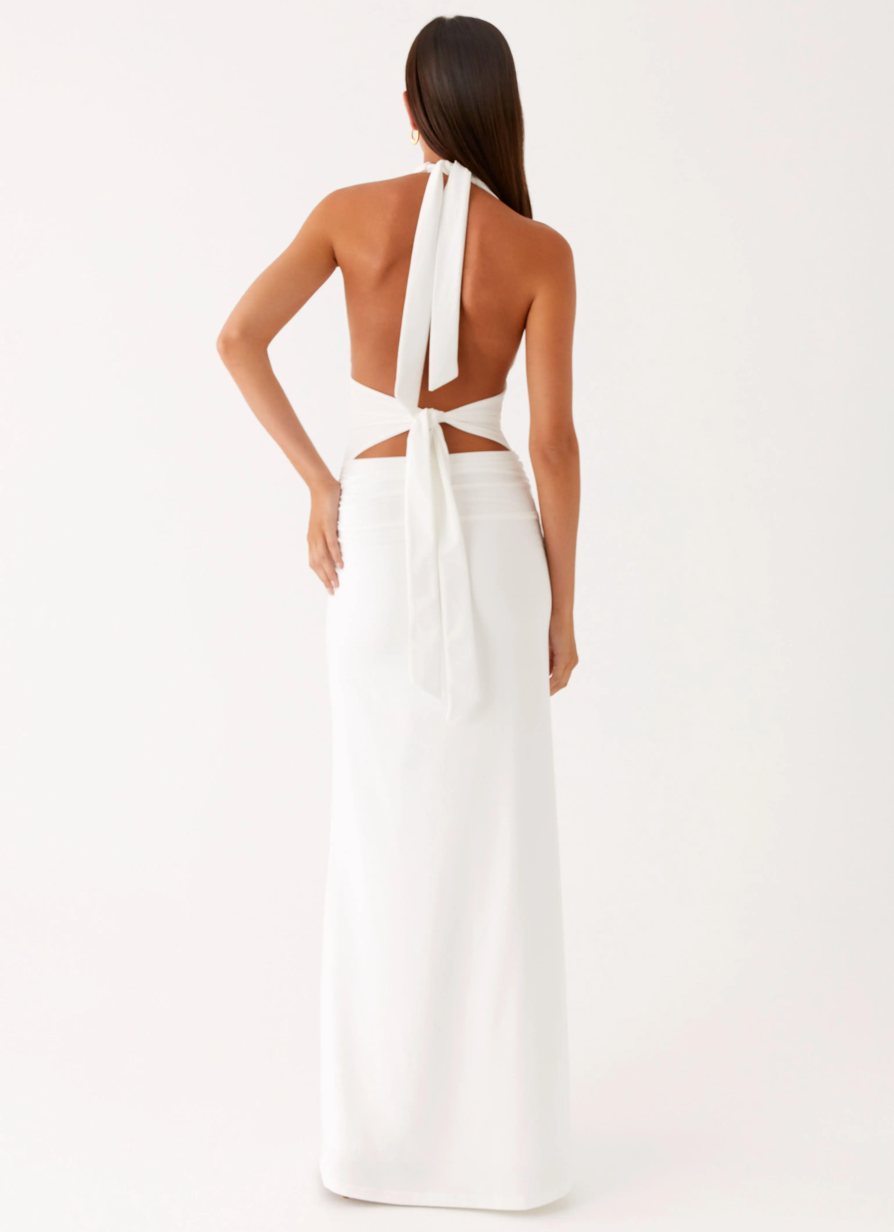Lounge Vibe Ilaria Halter Maxi Dress - White