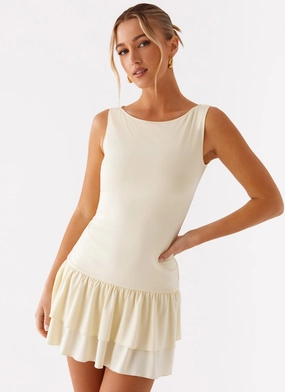 Sleek Motion Rhiannon Frill Mini Dress - Yellow