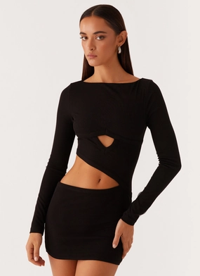 Smooth Motion Jocelyn Long Sleeve Mini Dress - Black