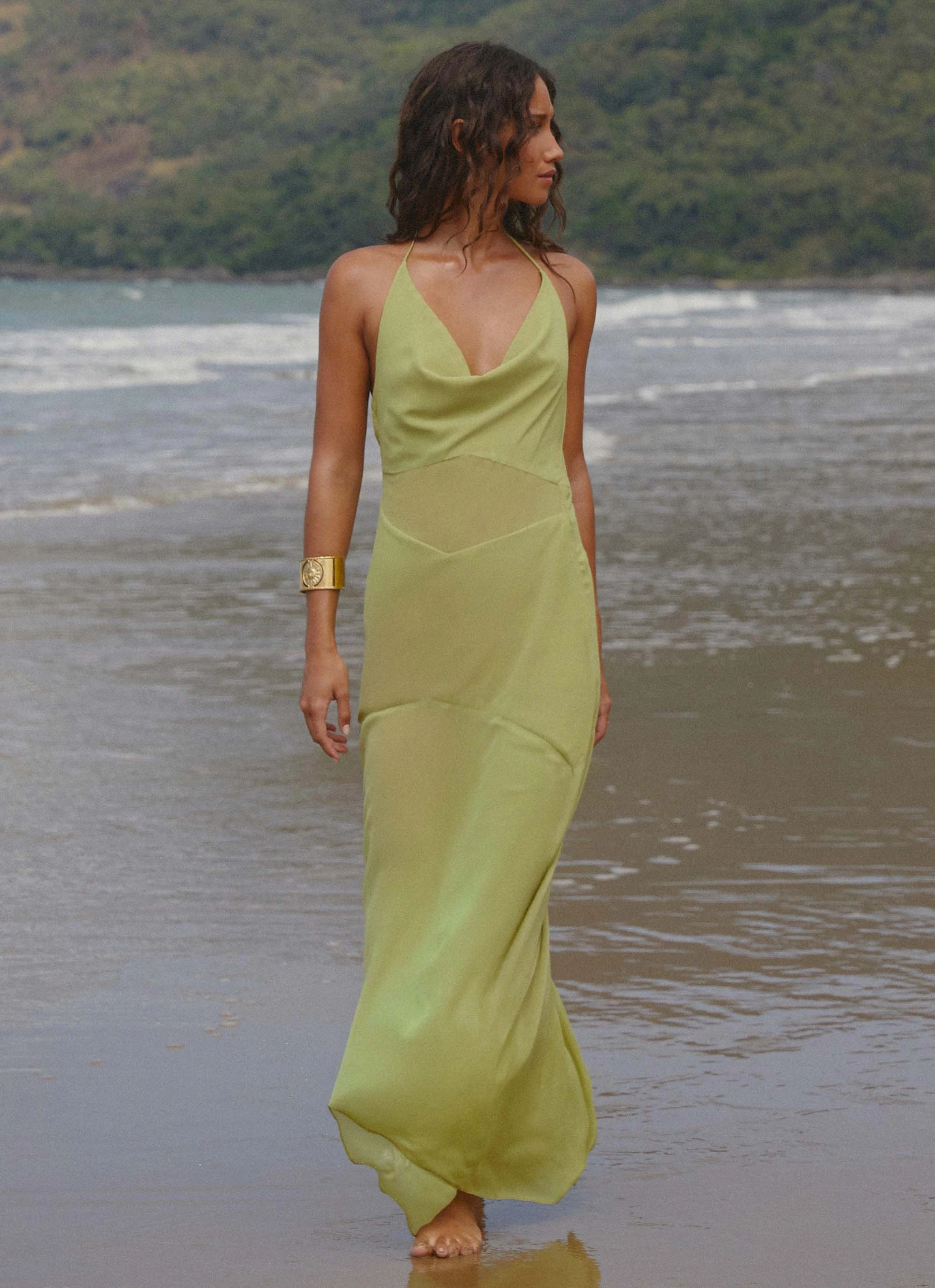 Soft-touch Fluid Cut Samoa Maxi Dress - Lime