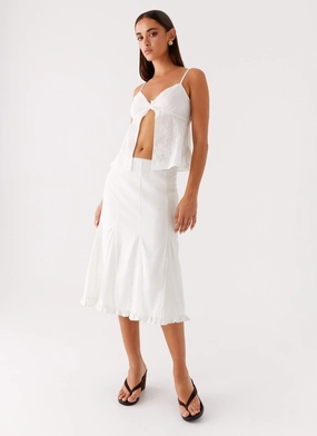 Alec Midi Skirt - White Flexible Comfort TaglessLabel