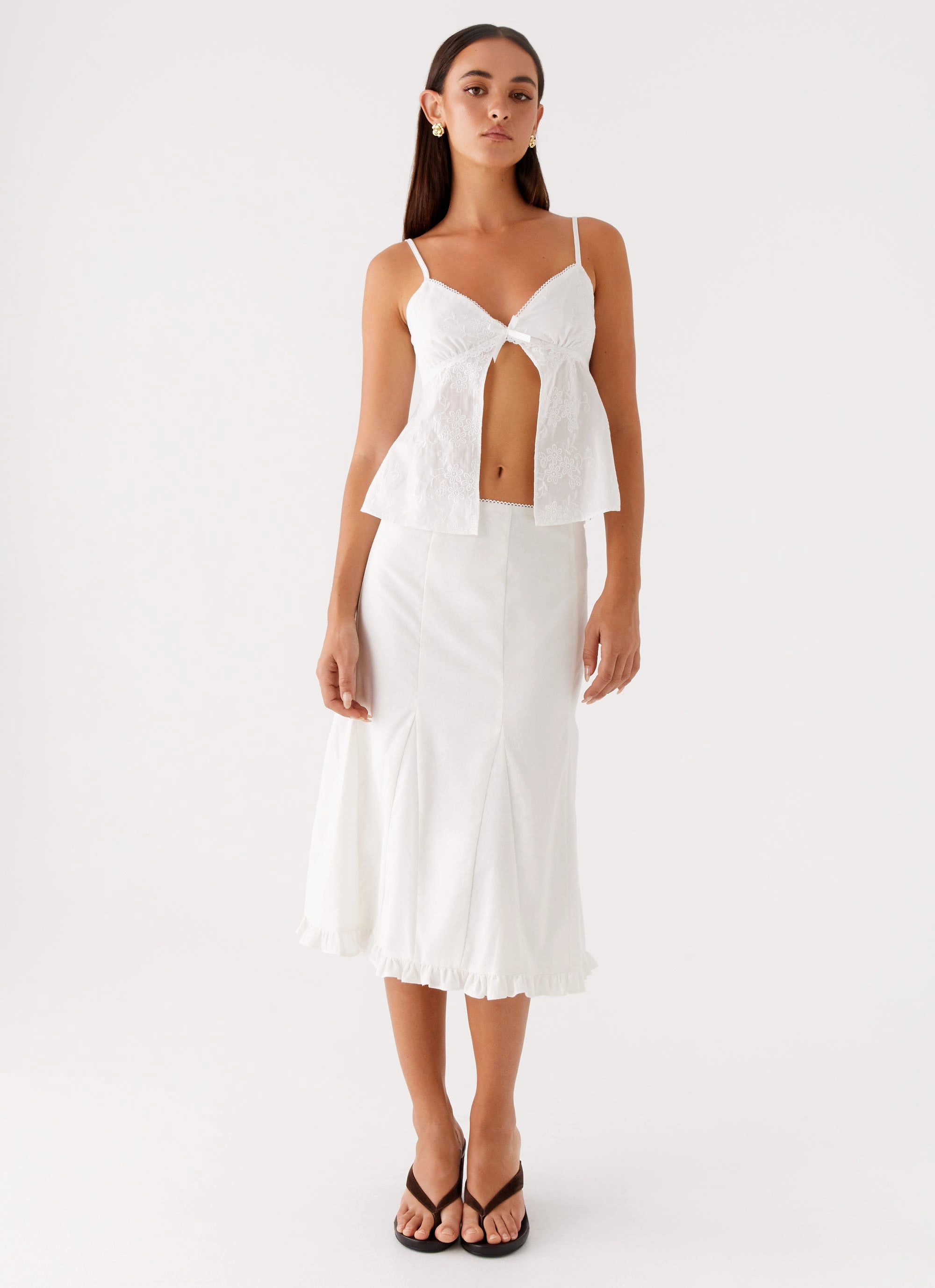 Alec Midi Skirt - White Movement Ready Smart Comfort