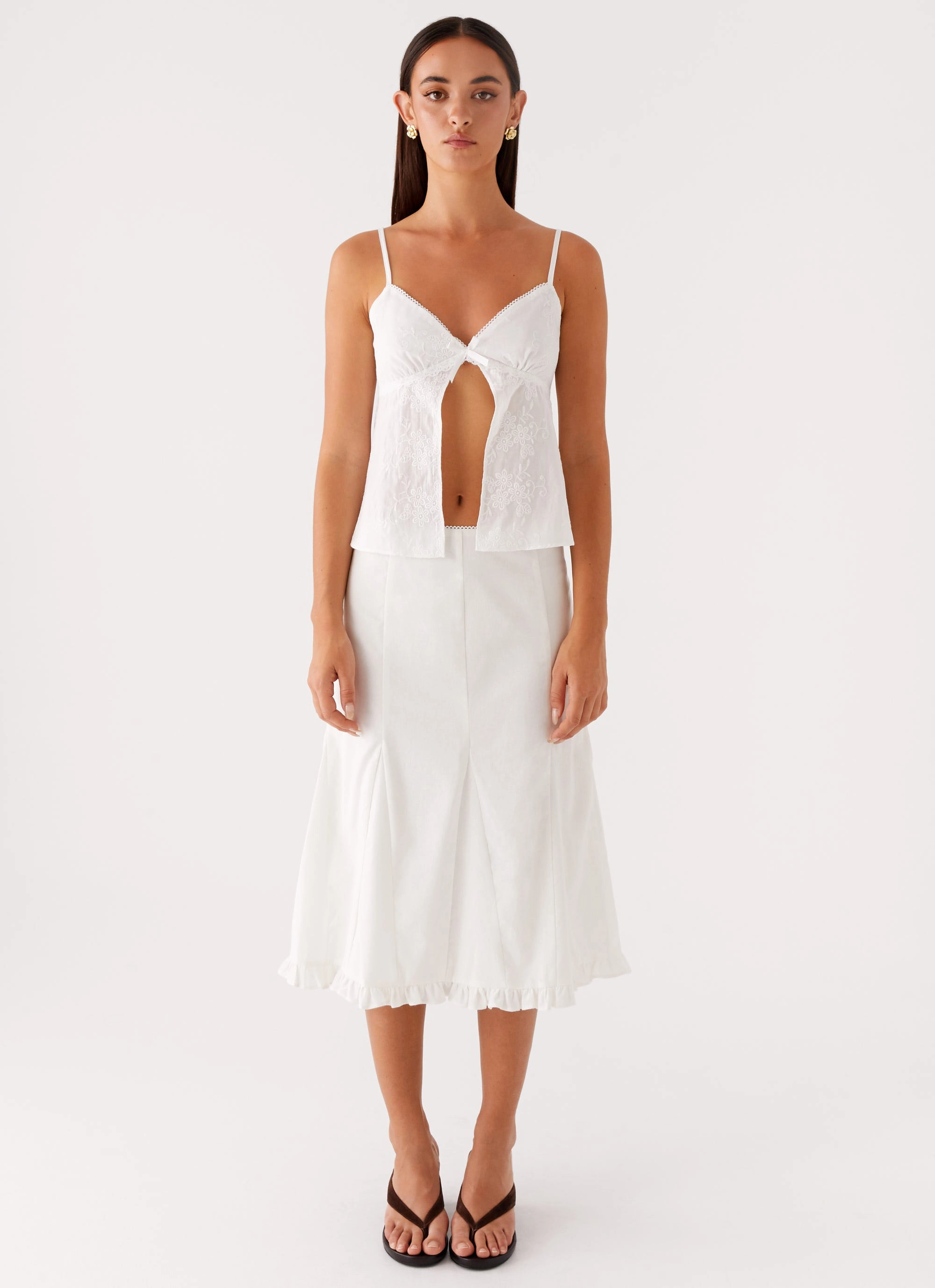 Alec Midi Skirt - White Workout-ready