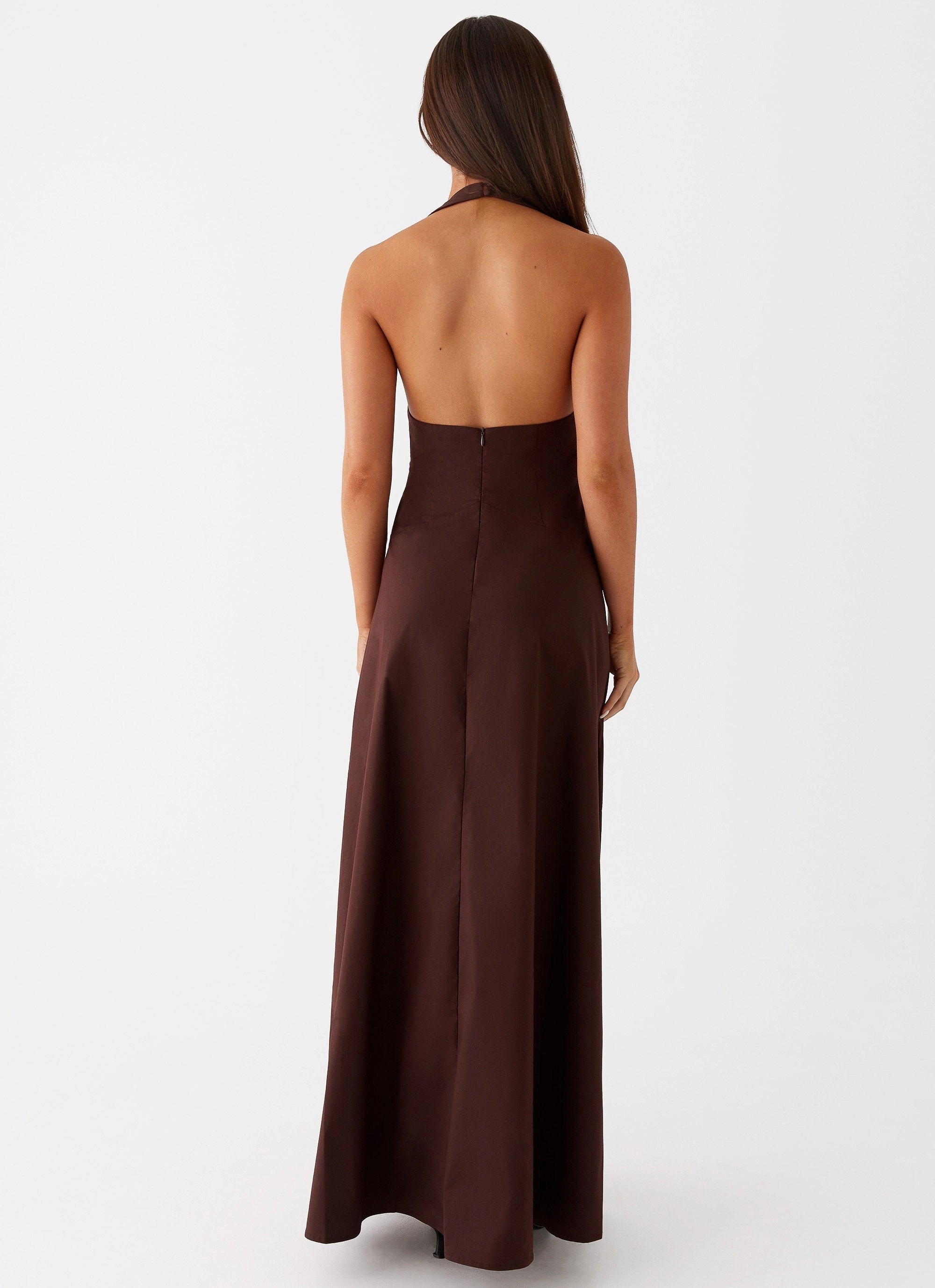 Elegant Finish Chic Harmony Vestige Maxi Dress - Chocolate