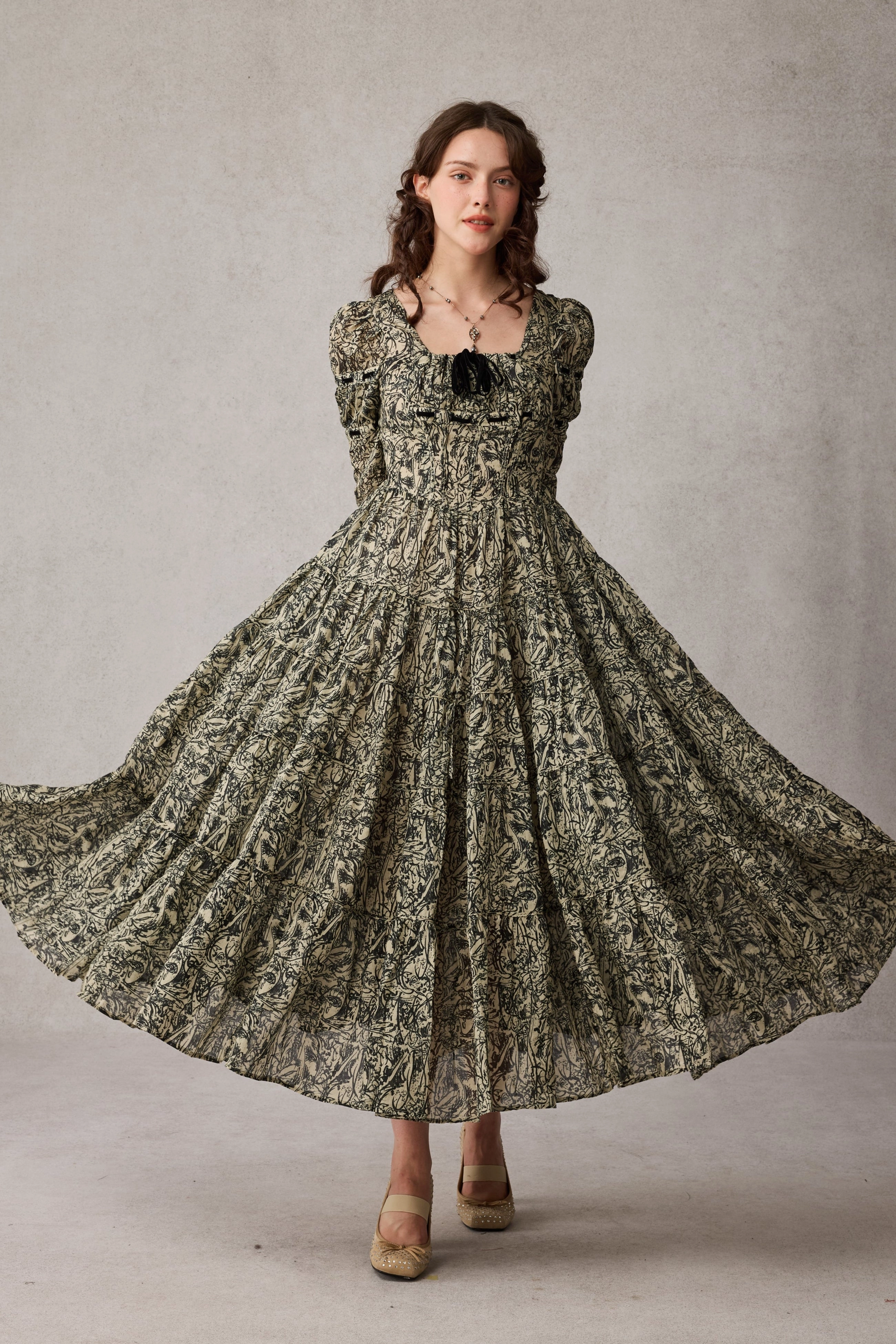 Queena 22 | Empired Maxi linen dress QuickRelease Closure