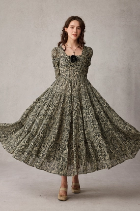 Queena 22 | Empired Maxi linen dress QuickRelease Closure
