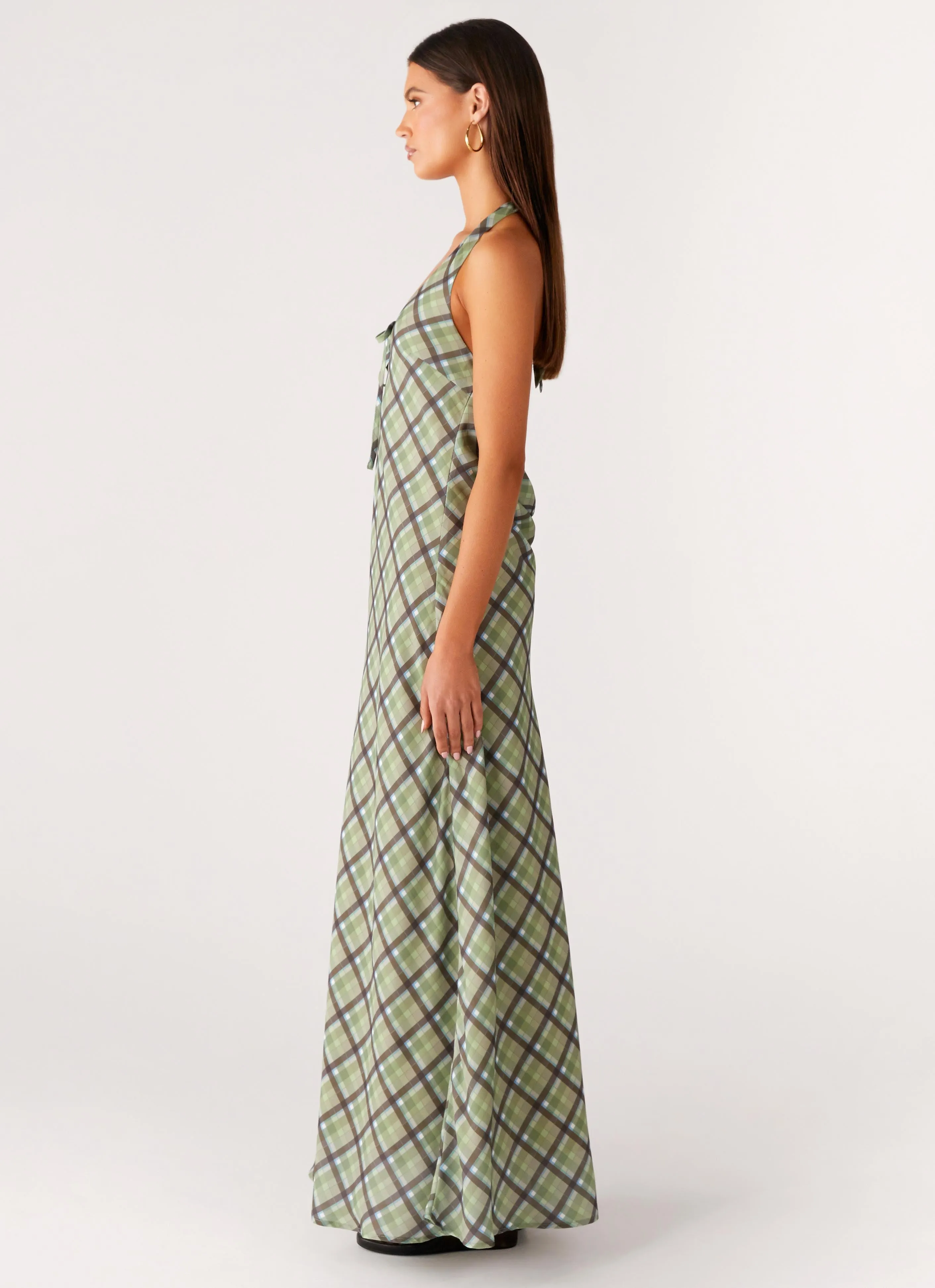 Coralie Maxi Dress - Cedar Check Birthday-Celebration Subtle Mood