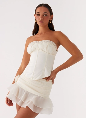 Anti Odor Treatment Call Me Never Tiered Mini Skirt - Ivory