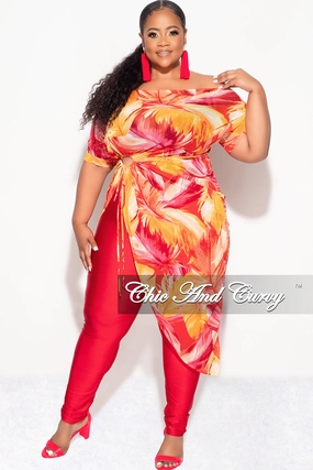 ArticulatedJoints AntiSlipWaistband Final Sale Plus Size Mesh Top in Red and Yellow
