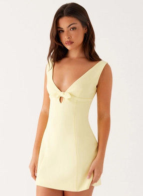 Caitlin Mini Dress - Yellow Sleek Form Flattering Comfort Wear