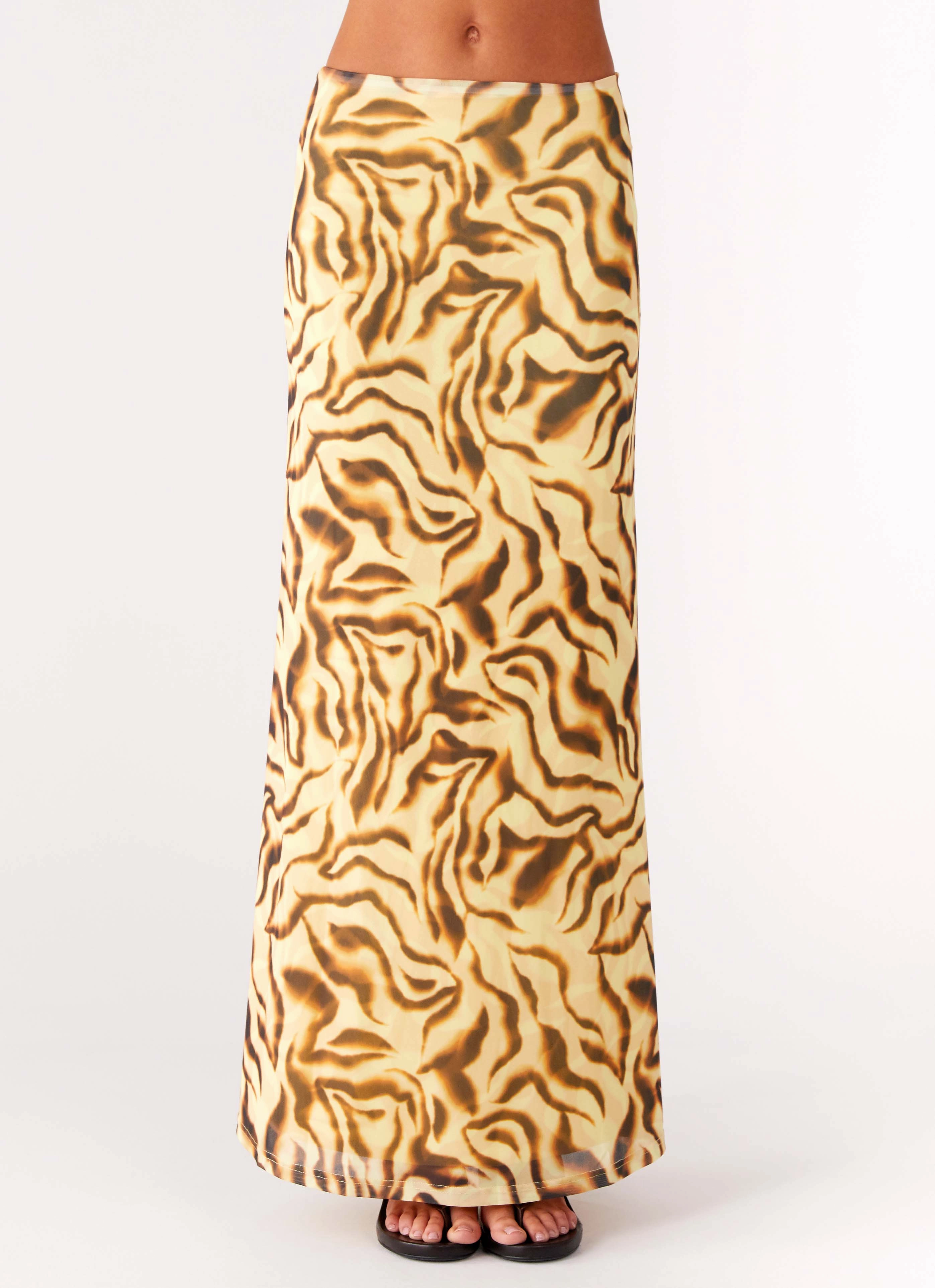 Call Me Low Rise Maxi Skirt - Yellow Zebra All Time Use Athletic Comfort