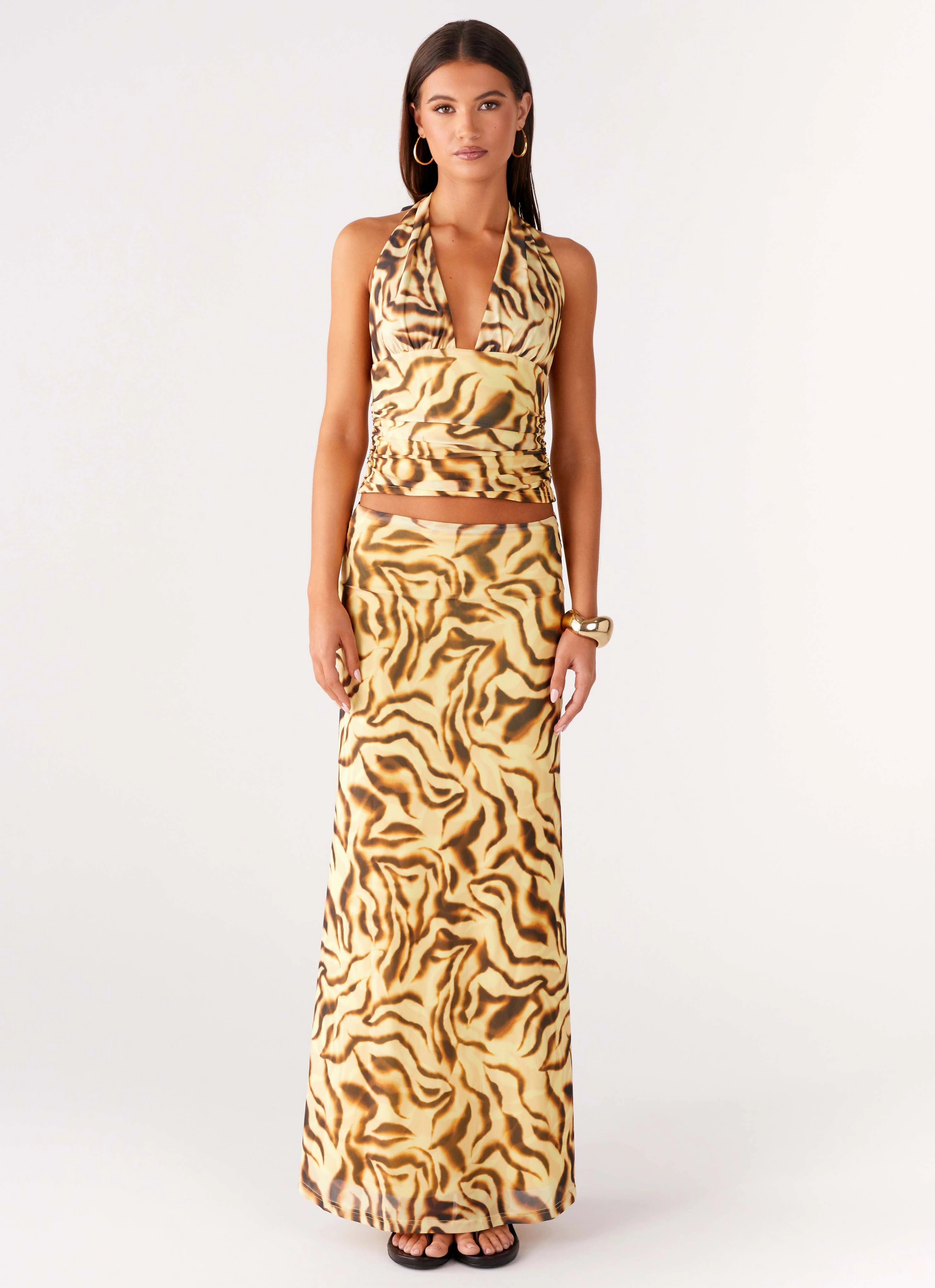 Pocket Reinforcement Call Me Low Rise Maxi Skirt - Yellow Zebra