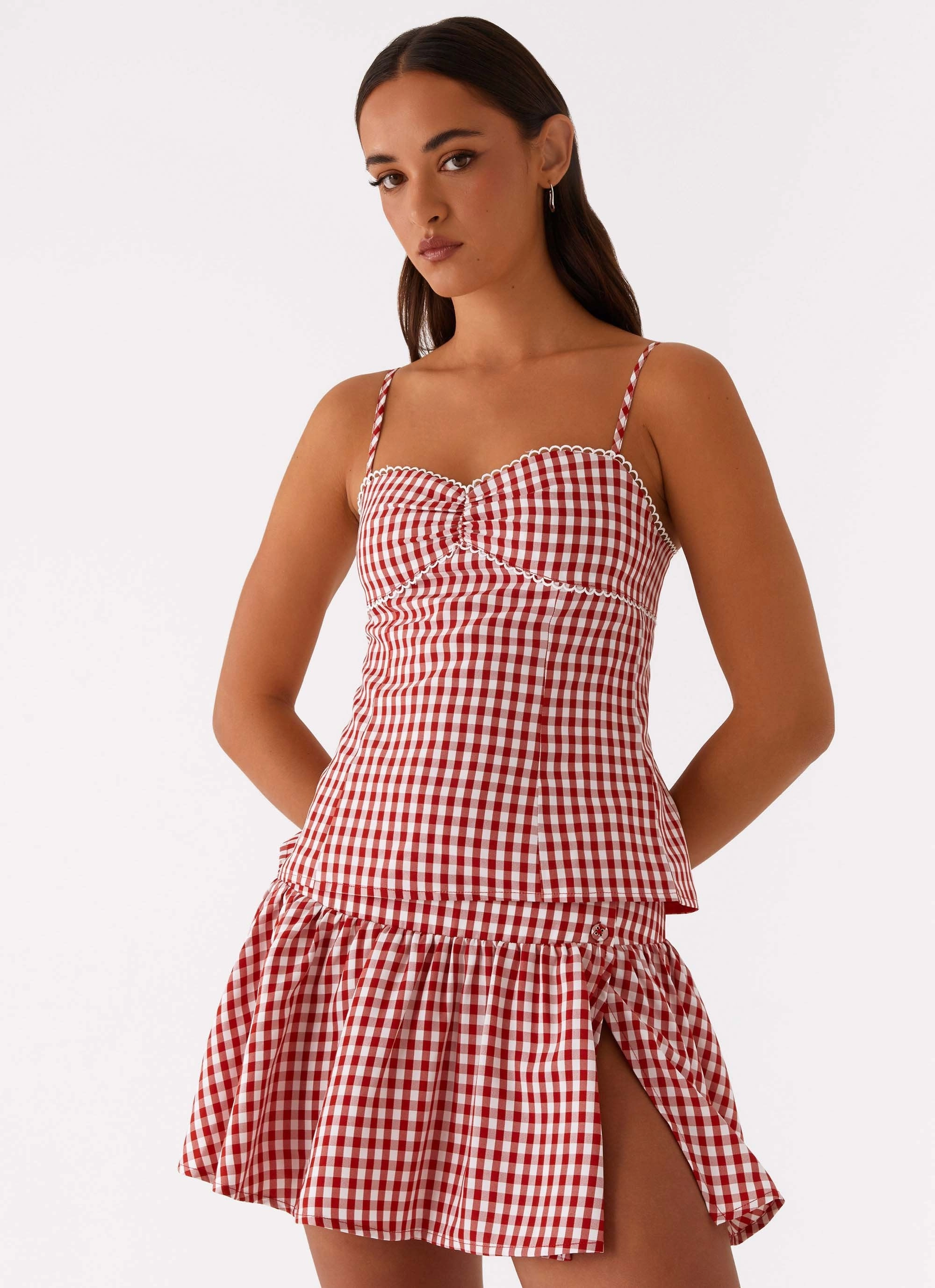 Bellamy Top - Red Gingham hypoallergenic material