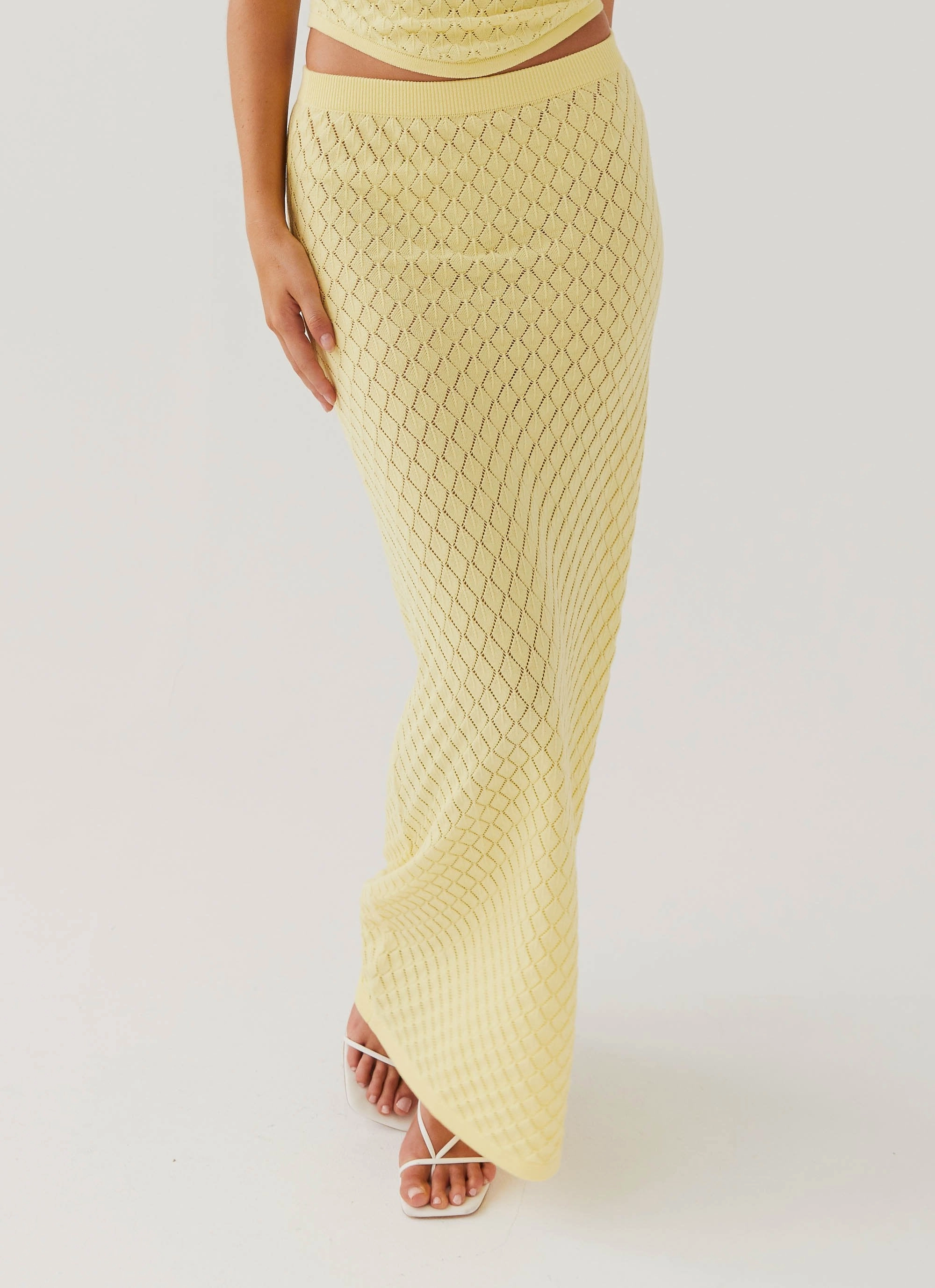 Anti Bacterial Treatment Bonded Seam Technology Amanza Knit Maxi Skirt - Lemon