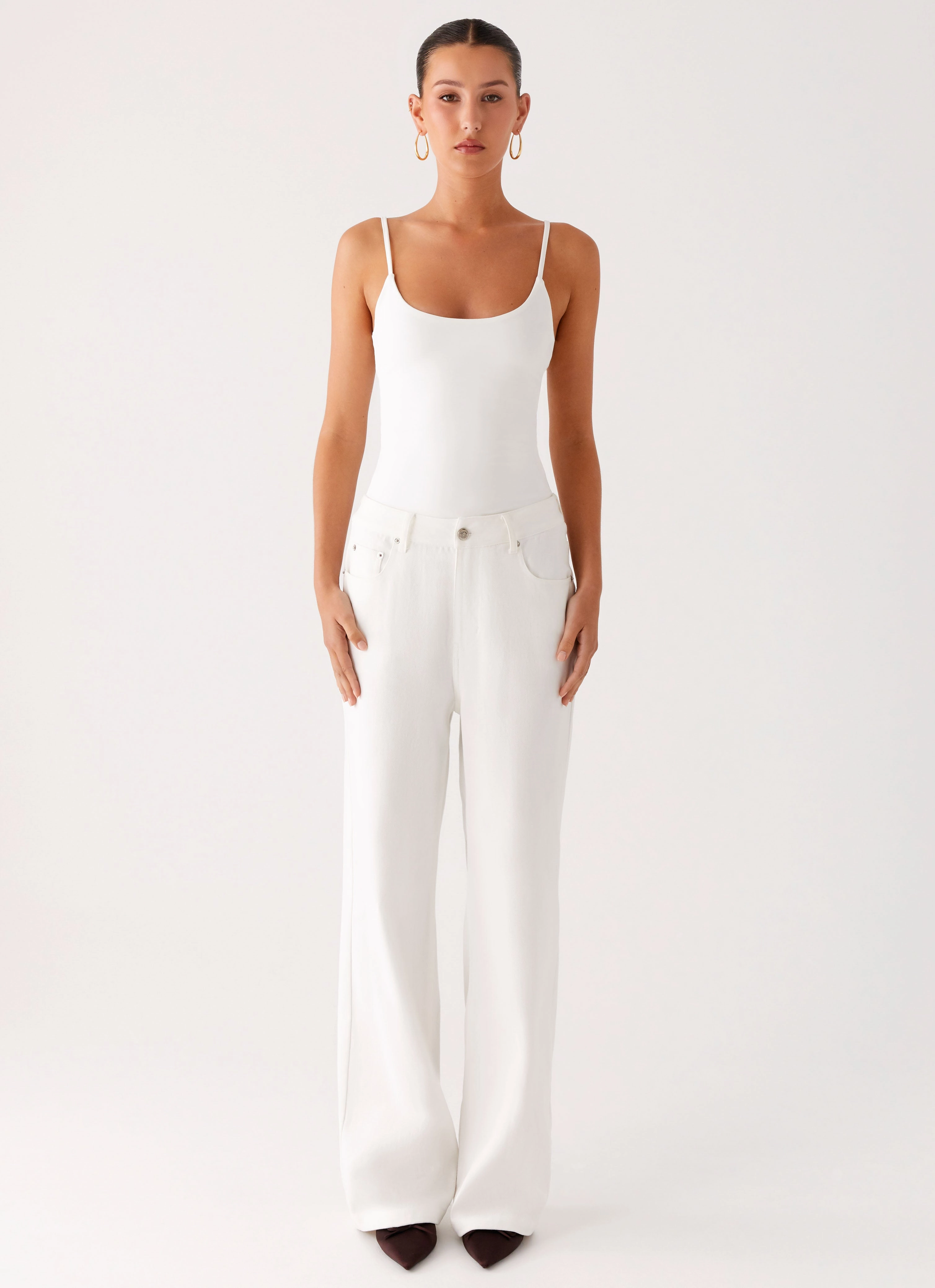 Simple Comfort Core Ease Back Again Straight Leg Denim Jeans - White