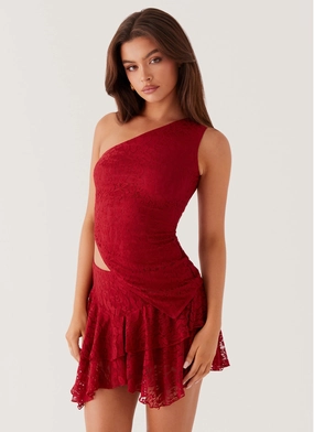 anti slip grip Party All Night Frill Mini Skirt - Maroon
