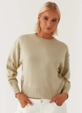 Breathable Outer Shell Thelma Oversized Knit Sweater - Pastel Green