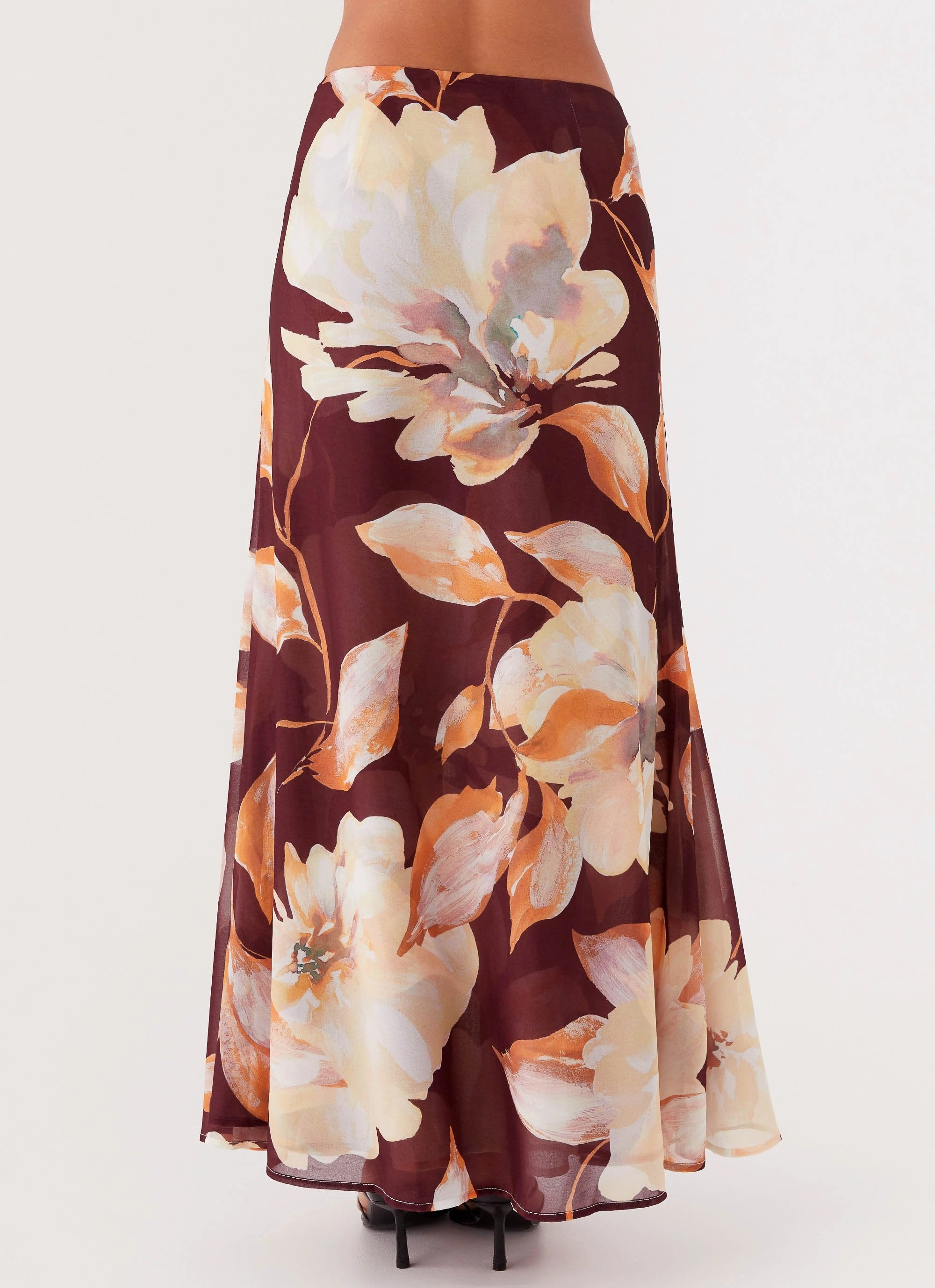 Camellia Maxi Skirt - Brown Floral Comfortable Layers Seasonless wear