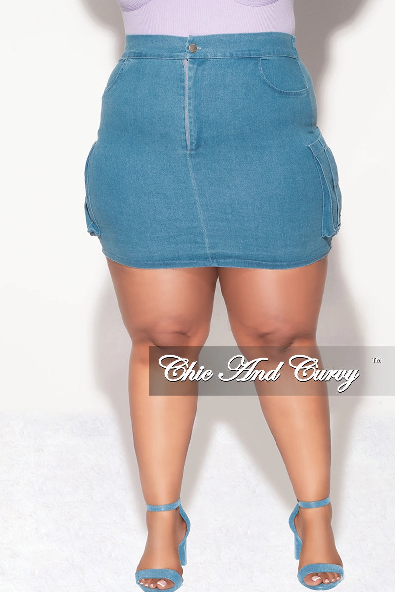 Final Sale Plus Size Denim Skirt Temperature Regulating tailored look