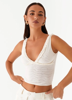 Elegant Look Ribbed Hem Summer Loving Top - Ivory