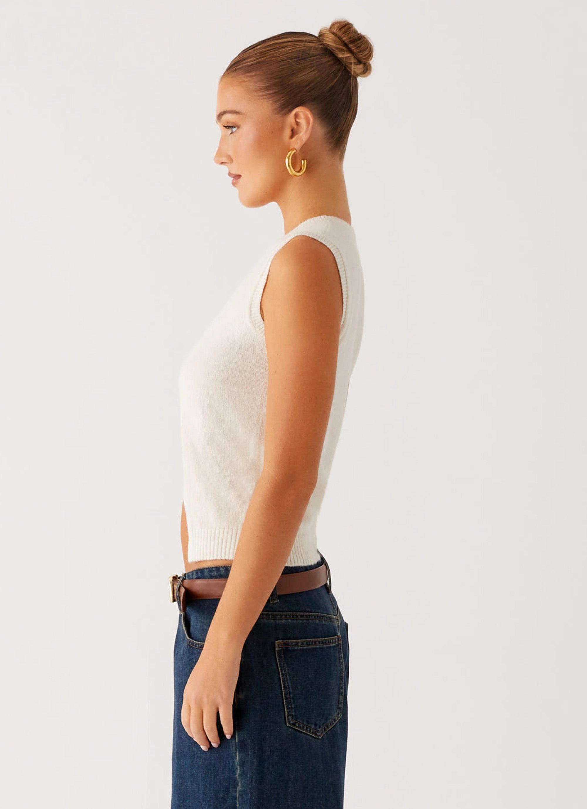 LayeredDurability Textured Weave Maali Knit Top - White