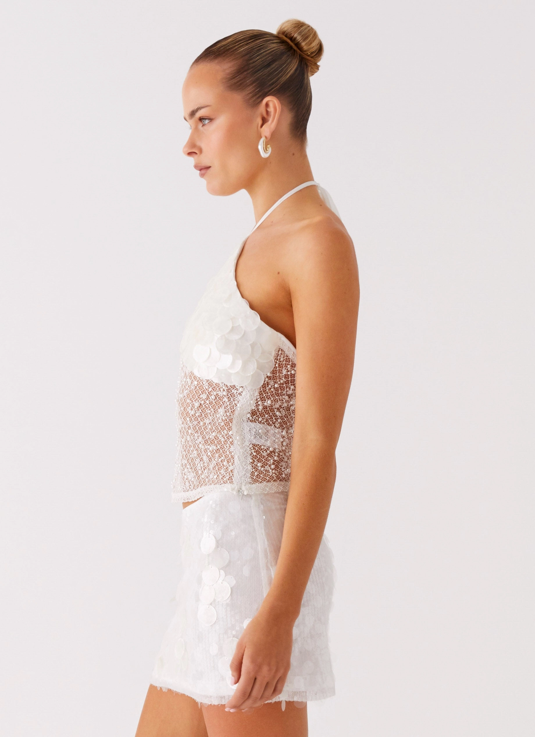 Cold Weather Shelly Halter Top - White