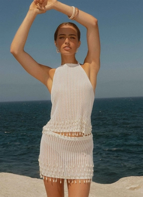 Scorpio Crochet Halter Top - Ivory VentilatedArmholes