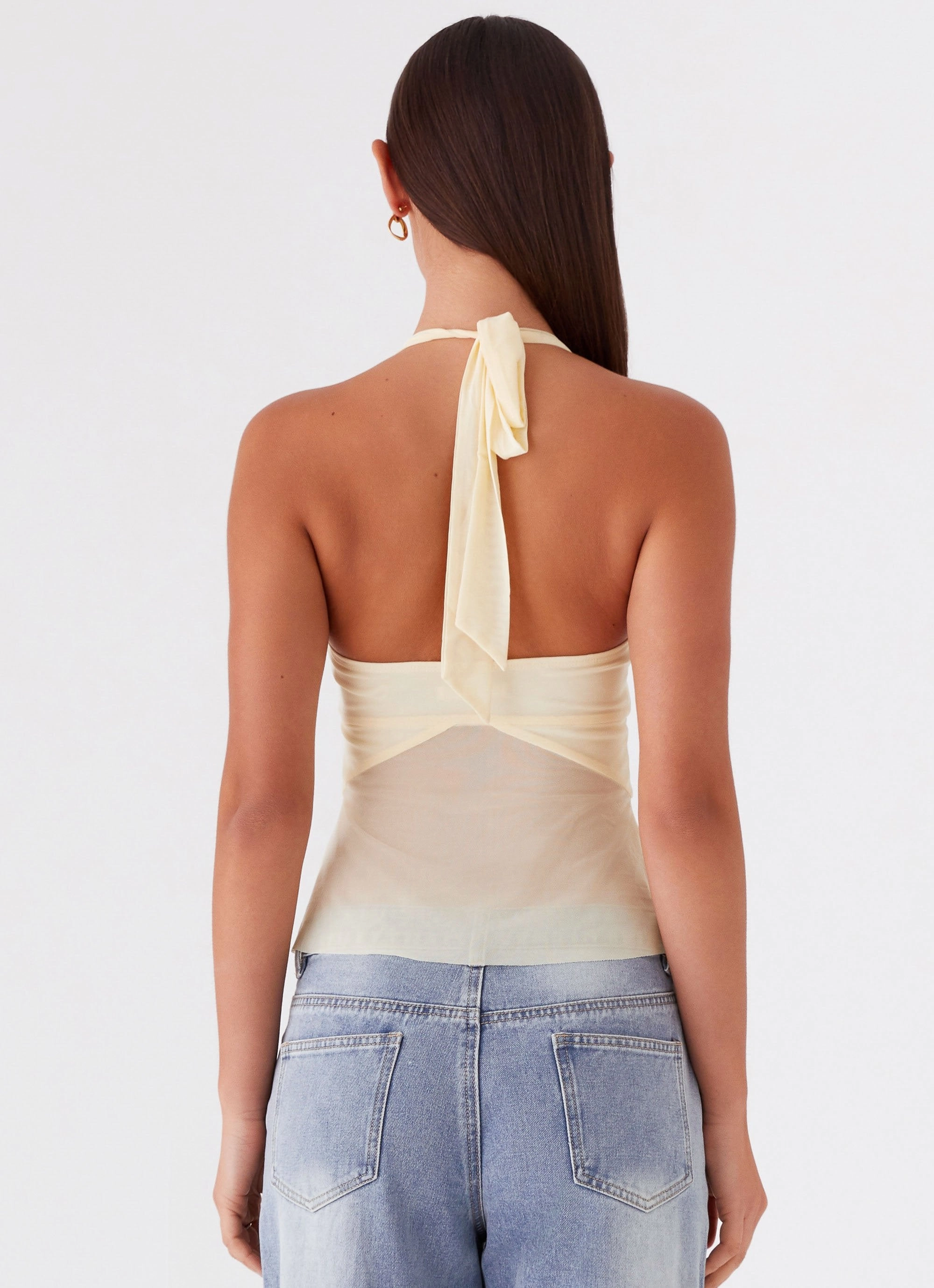 Sunbeam Mesh Top - Yellow MultiPanelConstruction Flexible Waistband