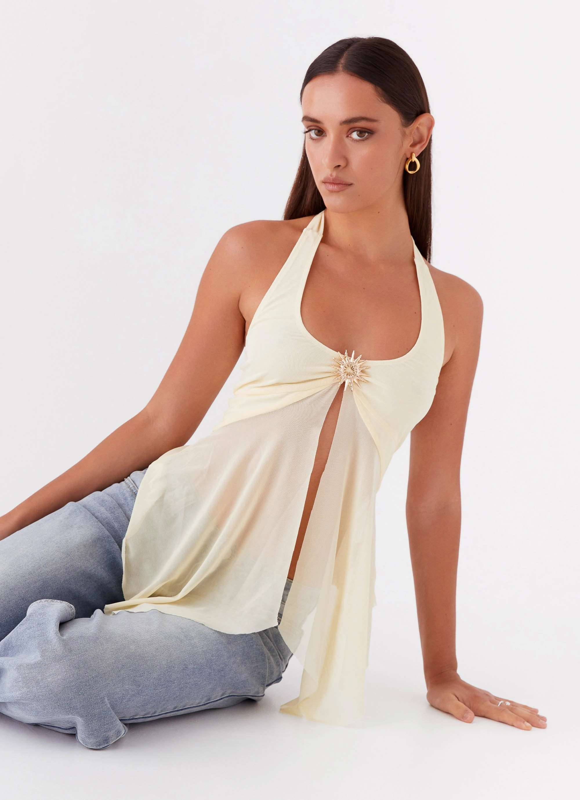 Sunbeam Mesh Top - Yellow Recycled Polyester Blend UltraSoftLining