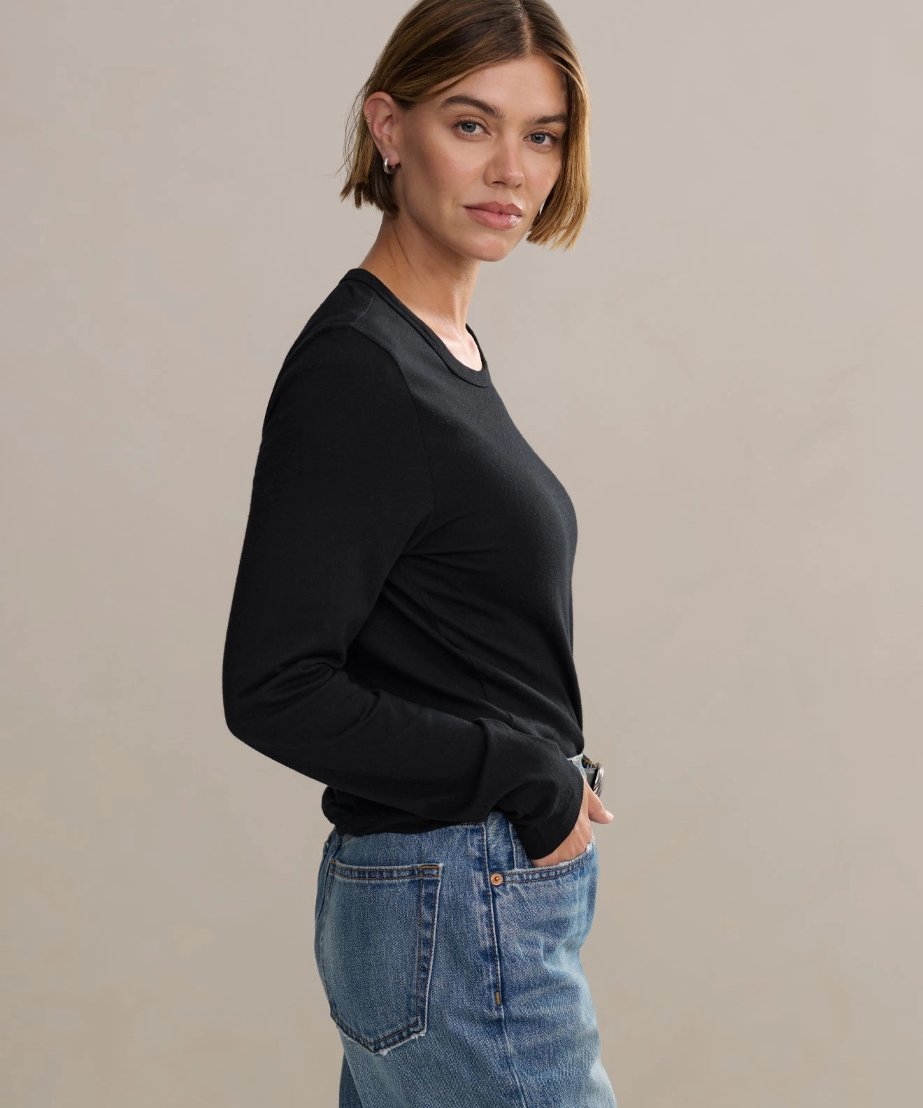 Long-Sleeve Slim Tee Reinforced Shoulders