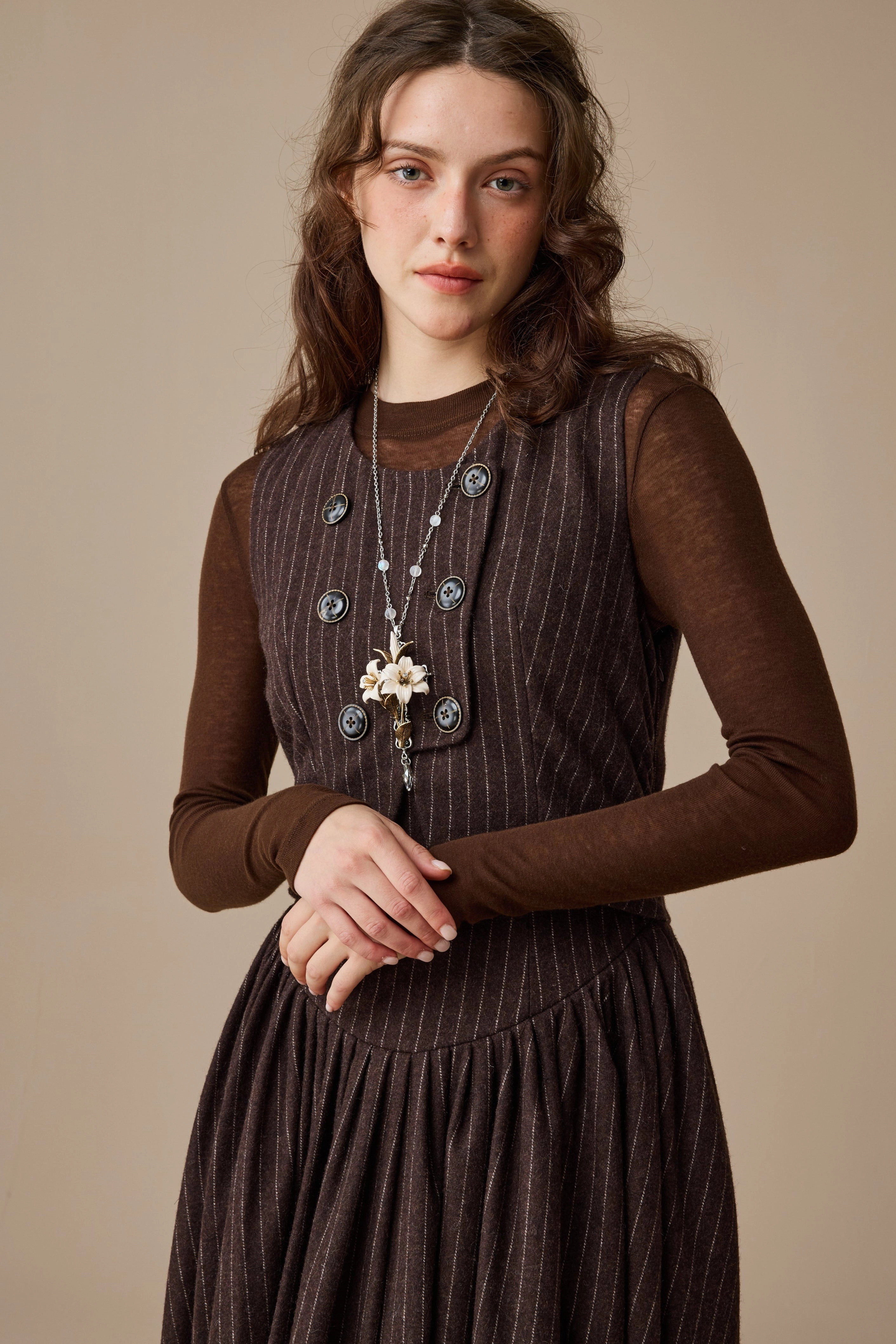 Casual Long Sleeve Recycled Polyester Blend Quinley 15 |Vintage Wool Dress