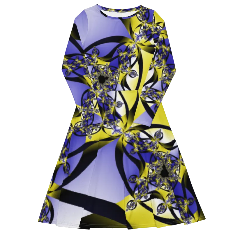 "Citrine Migration" Collection - Designer Midi Dress Long Sleeves