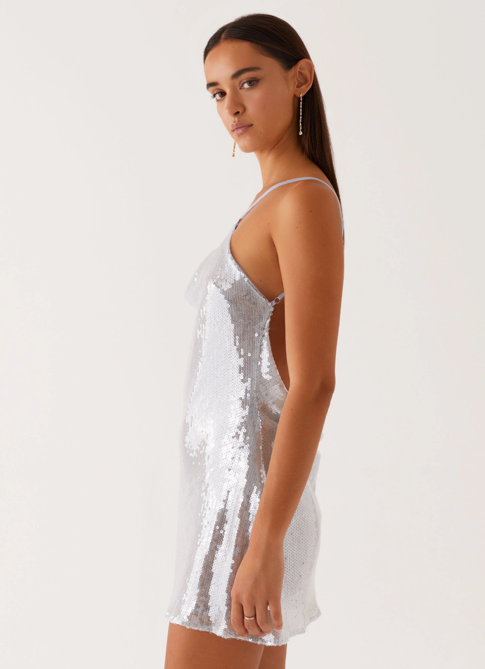 Natural Layers Pink Glow Radiant Energy Cowl Back Mini Dress - Blue