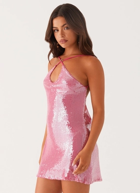 Radiant Energy Cowl Back Mini Dress - Fuchsia Charming Style