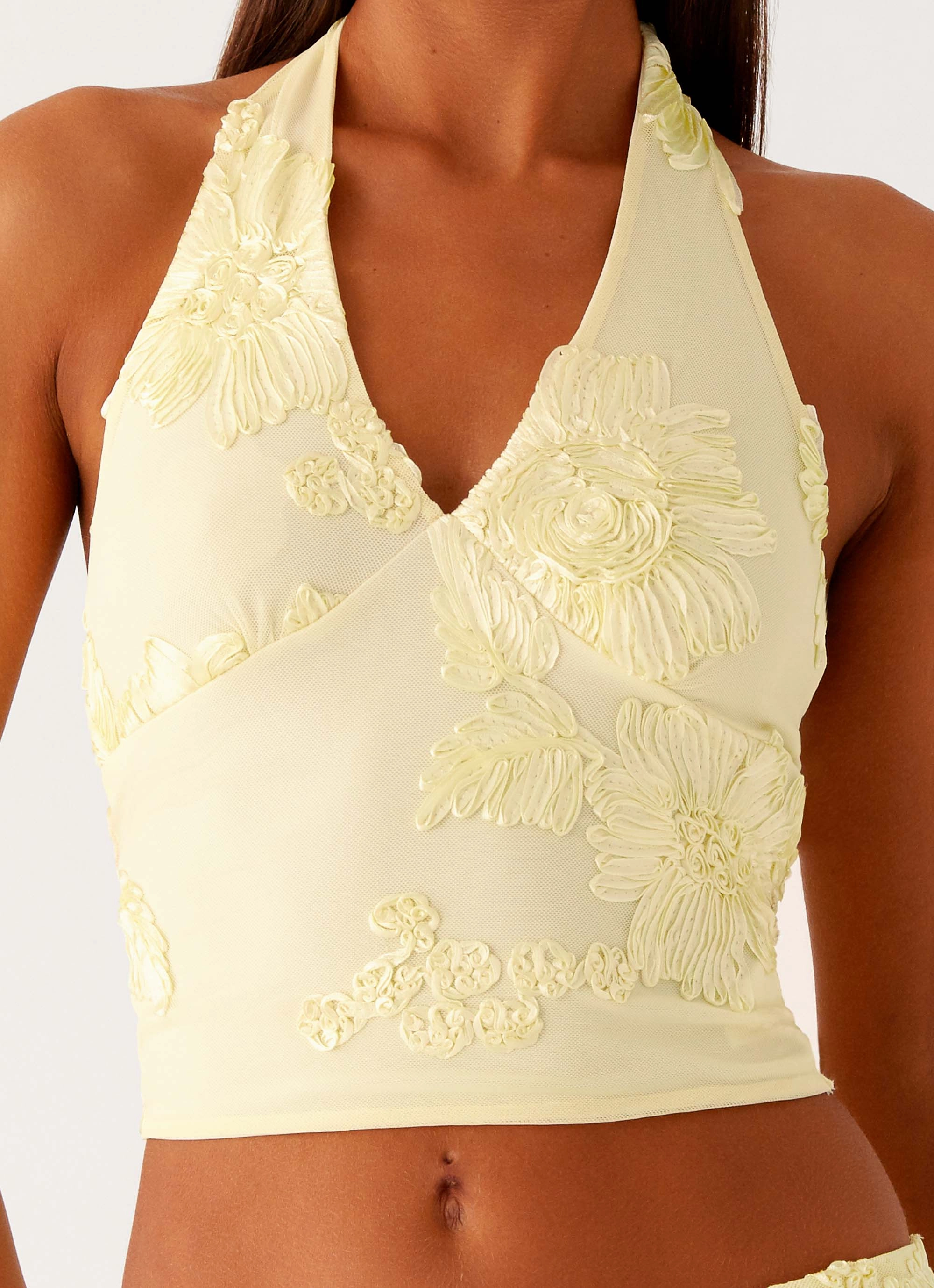 Loose Tee Fashionable Fit Radiate Halterneck Top - Yellow