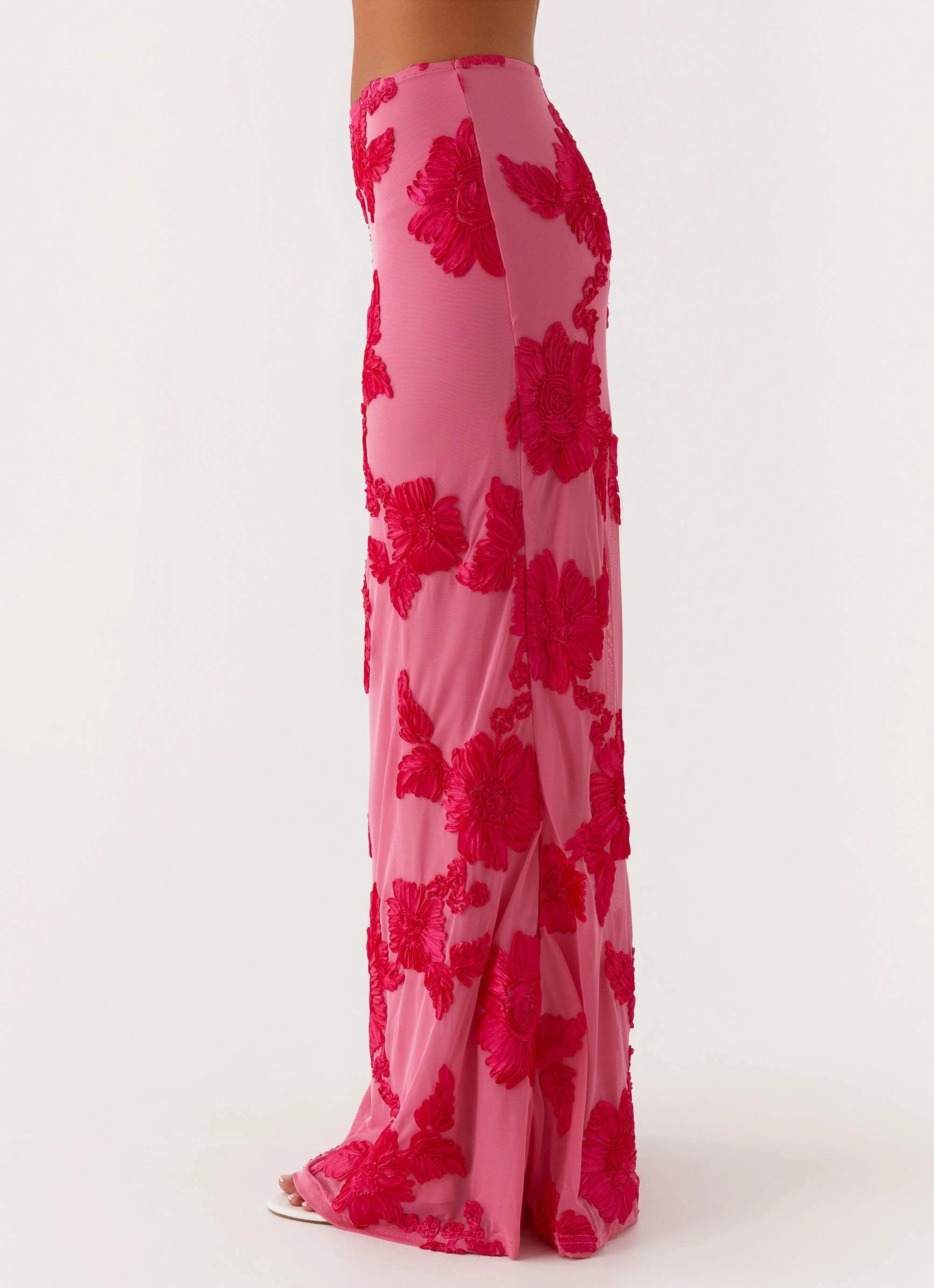 Slim Stretch Casual Office Radiate Maxi Skirt - Pink