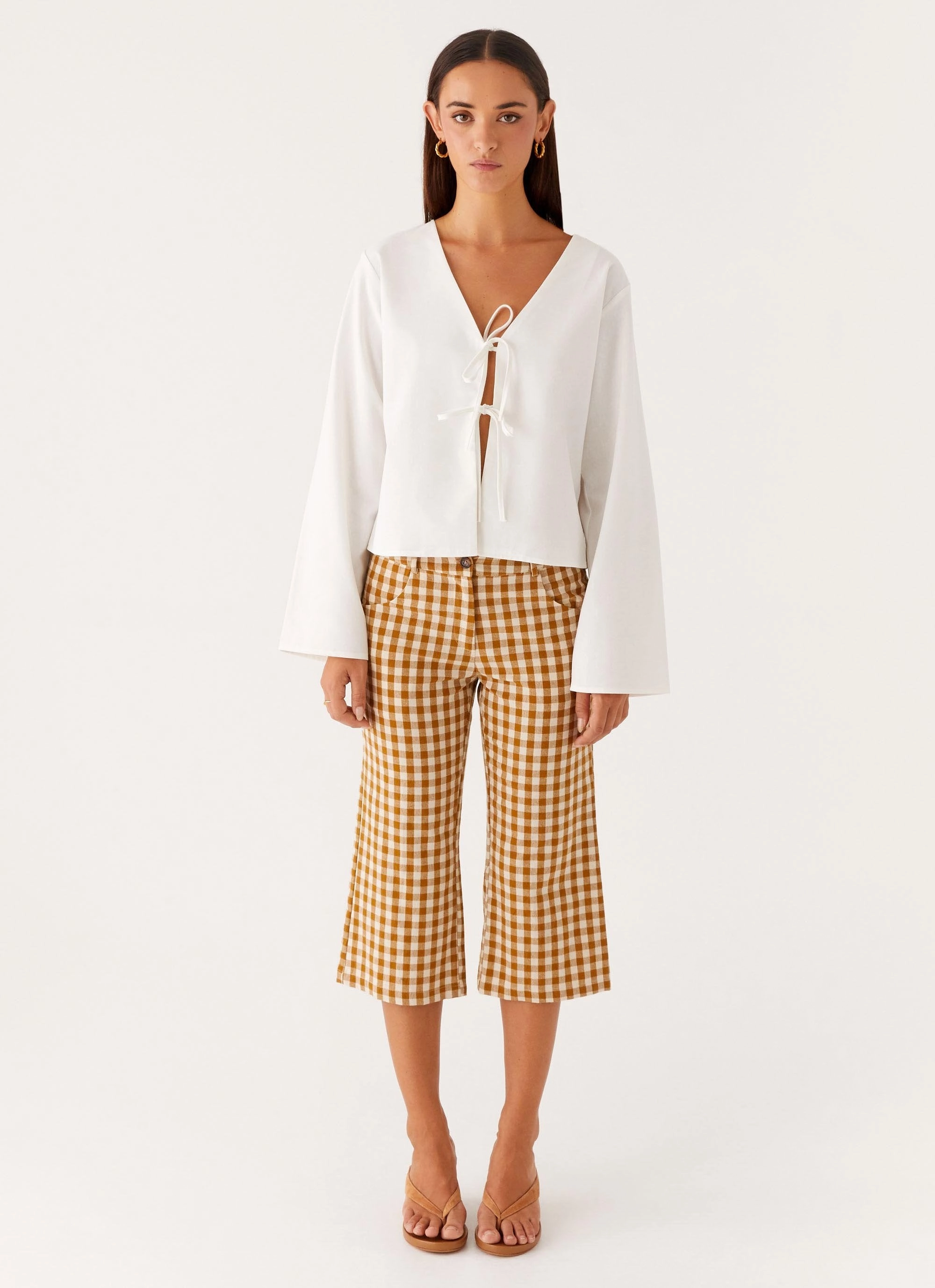 Radley Capri Pants - Brown Gingham StaticDissipativeFabric Padded hips