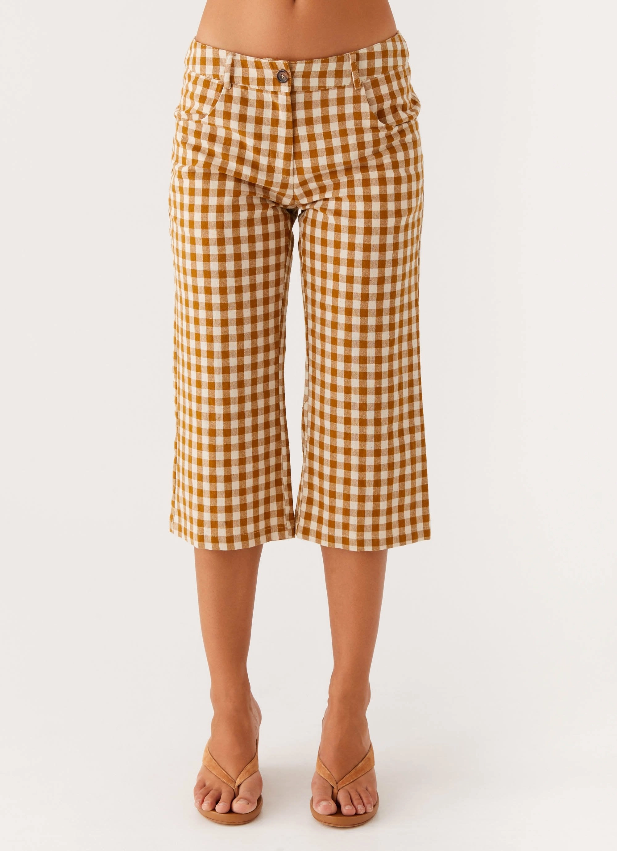 Radley Capri Pants - Brown Gingham Cozy Layer