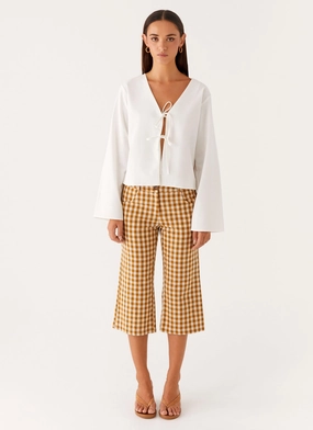 Radley Capri Pants - Brown Gingham StaticDissipativeFabric Padded hips