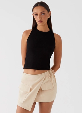 Relax Fit Rae Tie Side Pocket Skirt - Ivory